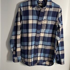 Hollister Blue Plaid Flannel Shirt Mens Small